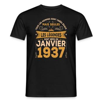 Les Légendes Sont Nées En Janvier 1937 - T-shirt homme - noir - Devant - AI Model Male 178 light (178cm)