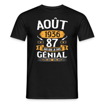 Août 1936 87 Ans Que Je Suis Génial Cadeau - T-shirt homme - noir - Devant - AI Model Male 178 light (178cm)