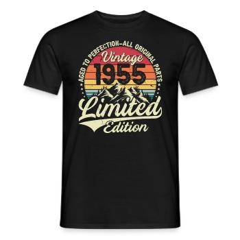 Vintage Birthday Gift 1955 Limited Edition - Men's T-Shirt - black - Front - AI Model Male 178 light (178cm)