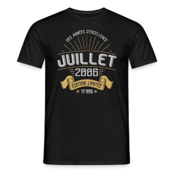 Juillet 2006 17 Ans Anniversaire Vintage Cadeau - T-shirt homme - noir - Devant - AI Model Male 178 light (178cm)