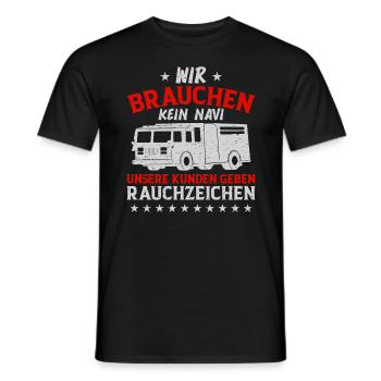 Wir Brauchen Kein Navi Fireman Feuerwehr - Männer T-Shirt - Schwarz - Vorne - AI Model Male 178 light (178cm)