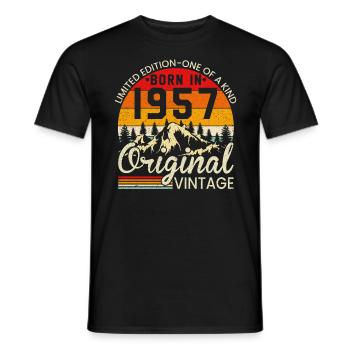 Einzigartig in seiner Art geboren 1957 Original Jahrgang - Männer T-Shirt - Schwarz - Vorne - AI Model Male 178 light (178cm)