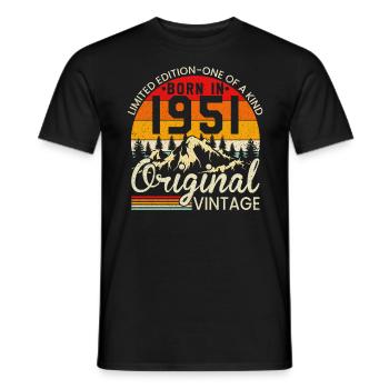 Ein Unikat geboren 1951 Original Jahrgang - Männer T-Shirt - Schwarz - Vorne - AI Model Male 178 light (178cm)