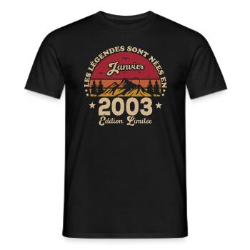 Les Légendes Sont Nées En Janvier 2003 - T-shirt homme - noir - Devant - AI Model Male 178 light (178cm)