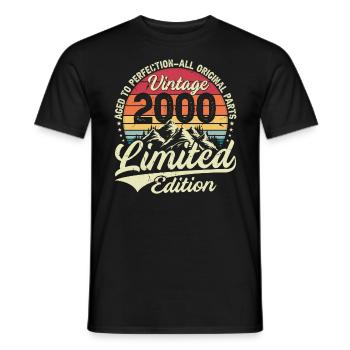 Vintage 2000 Limited Edition Birthday Gift - Men's T-Shirt - black - Front - AI Model Male 178 light (178cm)