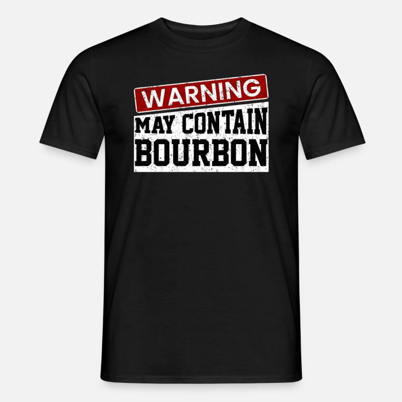 Warnung kann Bourbon enthalten - Männer T-Shirt - Schwarz