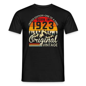 Unique En Son Genre Né En 1923 Millésime Original - T-shirt homme - noir - Devant - AI Model Male 178 light (178cm)