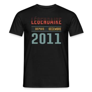 Légendaire Depuis Décembre 2011 Anniversaire - T-shirt homme - noir - Devant - AI Model Male 178 light (178cm)