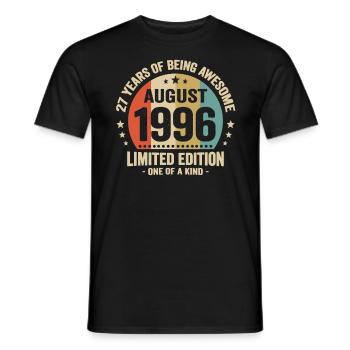 August 1996 27 Years Anniversary Vintage Gift - Men's T-Shirt - black - Front - AI Model Male 178 light (178cm)
