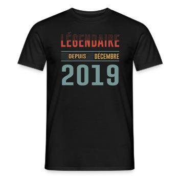 Légendaire Depuis Décembre 2019 Anniversaire - T-shirt homme - noir - Devant - AI Model Male 178 light (178cm)