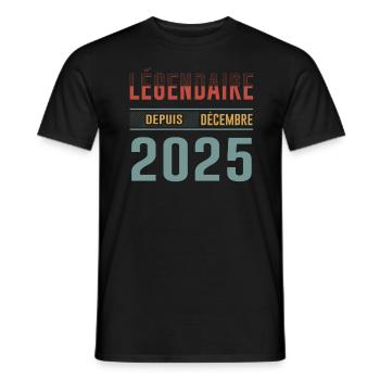 Légendaire Depuis Décembre 2025 Anniversaire - T-shirt homme - noir - Devant - AI Model Male 178 light (178cm)