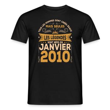 Les Légendes Sont Nées En Janvier 2010 - T-shirt homme - noir - Devant - AI Model Male 178 light (178cm)