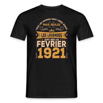 Les Légendes Sont Nées En Février 1921 - T-shirt homme - noir - Devant - AI Model Male 178 light (178cm)