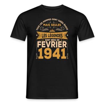 Les Légendes Sont Nées En Février 1941 - T-shirt homme - noir - Devant - AI Model Male 178 light (178cm)