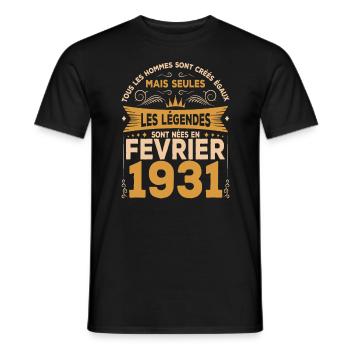 Les Légendes Sont Nées En Février 1931 - T-shirt homme - noir - Devant - AI Model Male 178 light (178cm)