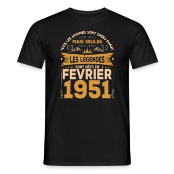 Les Légendes Sont Nées En Février 1951 - T-shirt homme - noir - Devant - AI Model Male 178 light (178cm)
