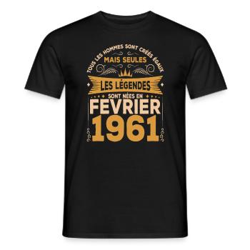Les Légendes Sont Nées En Février 1961 - T-shirt homme - noir - Devant - AI Model Male 178 light (178cm)