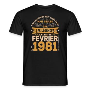 Les Légendes Sont Nées En Février 1981 - T-shirt homme - noir - Devant - AI Model Male 178 light (178cm)