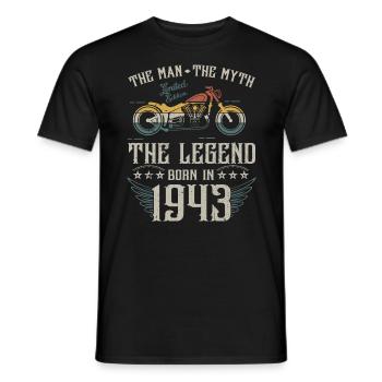 L'homme Le Mythe La Légende Né En 1943 Cadeau - T-shirt homme - noir - Devant - AI Model Male 178 light (178cm)