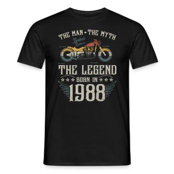 The man the myth The legend born in 1988 gift - Men's T-Shirt - black - Front - AI Model Male 178 light (178cm)