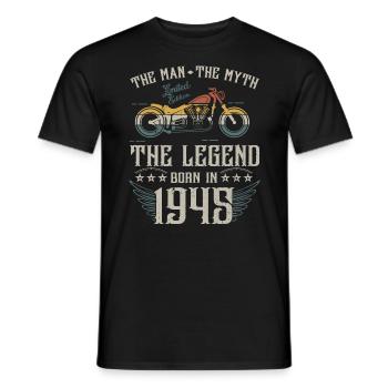 The man the myth the legend born in 1945 gift - Men's T-Shirt - black - Front - AI Model Male 178 light (178cm)