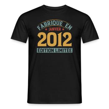 Fabriqué En Janvier 2012 Édition Limitée - T-shirt homme - noir - Devant - AI Model Male 178 light (178cm)