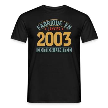 Fabriqué En Janvier 2003 Édition Limitée - T-shirt homme - noir - Devant - AI Model Male 178 light (178cm)