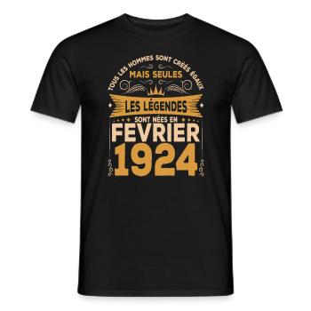 Les Légendes Sont Nées En Février 1924 - T-shirt homme - noir - Devant - AI Model Male 178 light (178cm)