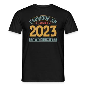 Fabriqué En Janvier 2023 Édition Limitée - T-shirt homme - noir - Devant - AI Model Male 178 light (178cm)