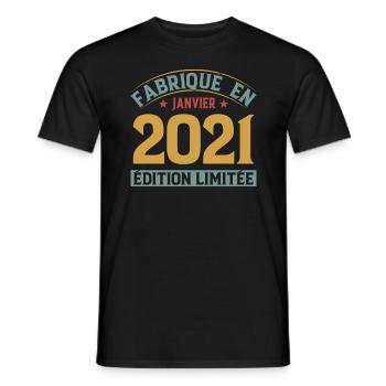Fabriqué En Janvier 2021 Édition Limitée - T-shirt homme - noir - Devant - AI Model Male 178 light (178cm)
