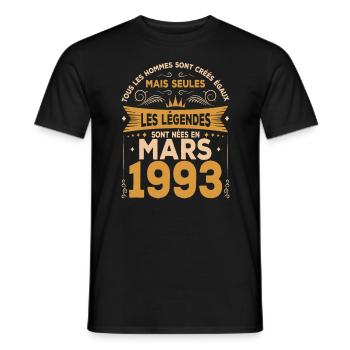 Les Légendes Sont Nées En Mars 1993 - T-shirt homme - noir - Devant - AI Model Male 178 light (178cm)