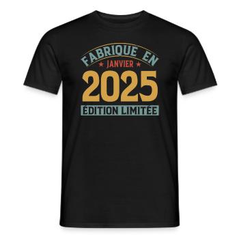 Fabriqué En Janvier 2025 Édition Limitée - T-shirt homme - noir - Devant - AI Model Male 178 light (178cm)