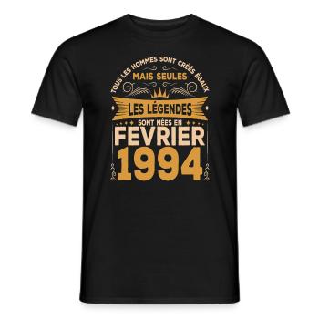 Les Légendes Sont Nées En Février 1994 - T-shirt homme - noir - Devant - AI Model Male 178 light (178cm)
