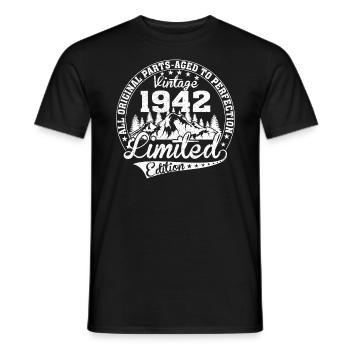 Born 1942 All original pieces retro gift - Men's T-Shirt - black - Front - AI Model Male 178 light (178cm)