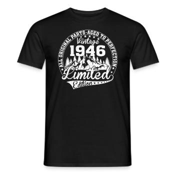 Born 1946 All original pieces Retro gift - Men's T-Shirt - black - Front - AI Model Male 178 light (178cm)