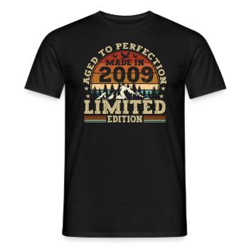 Cadeau d’anniversaire rétro du millésime 2009 - T-shirt homme - noir - Devant - AI Model Male 178 light (178cm)