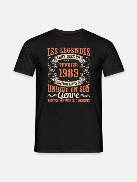 Les Légendes Sont Nées En Février 1983 Cadeau - T-shirt homme - noir
