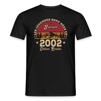 Les Légendes Sont Nées En Février 2002 - T-shirt homme - noir - Devant - AI Model Male 178 light (178cm)