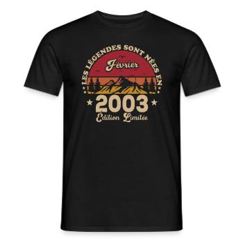 Les Légendes Sont Nées En Février 2003 - T-shirt homme - noir - Devant - AI Model Male 178 light (178cm)