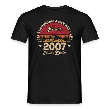 Les Légendes Sont Nées En Février 2007 - T-shirt homme - noir - Devant - AI Model Male 178 light (178cm)