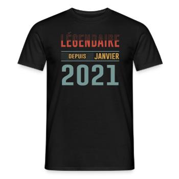 Légendaire Depuis Janvier 2021 Anniversaire - T-shirt homme - noir - Devant - AI Model Male 178 light (178cm)