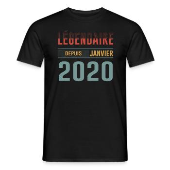 Légendaire Depuis Janvier 2020 Anniversaire - T-shirt homme - noir - Devant - AI Model Male 178 light (178cm)