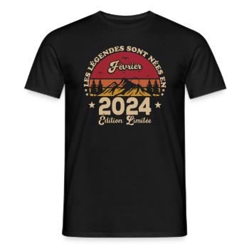 Les Légendes Sont Nées En Février 2024 - T-shirt homme - noir - Devant - AI Model Male 178 light (178cm)