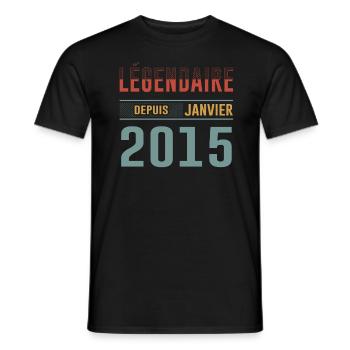 Légendaire Depuis Janvier 2015 Anniversaire - T-shirt homme - noir - Devant - AI Model Male 178 light (178cm)