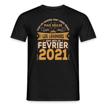 Les Légendes Sont Nées En Février 2021 - T-shirt homme - noir - Devant - AI Model Male 178 light (178cm)