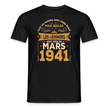 Les Légendes Sont Nées En Mars 1941 - T-shirt homme - noir - Devant - AI Model Male 178 light (178cm)