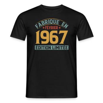 Fabriqué En Février 1967 Édition Limitée - T-shirt homme - noir - Devant - AI Model Male 178 light (178cm)