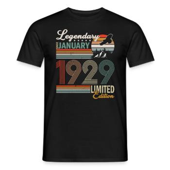LEGENDS ARE BORN IN JANUARY 1929 - Men's T-Shirt - black - Front - AI Model Male 178 light (178cm)