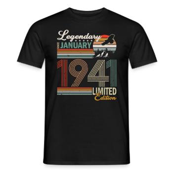 Birthday present born in January 1941 - Men's T-Shirt - black - Front - AI Model Male 178 light (178cm)