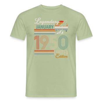 January 1950 - Men's T-Shirt - sage - Front - AI Model Male 178 light (178cm)